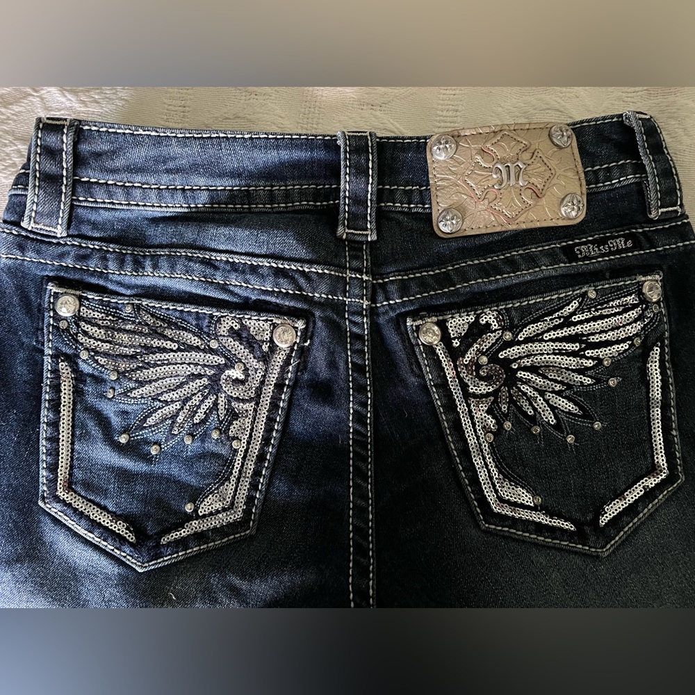 Miss Me embellished jeans, size 26, dark blue
